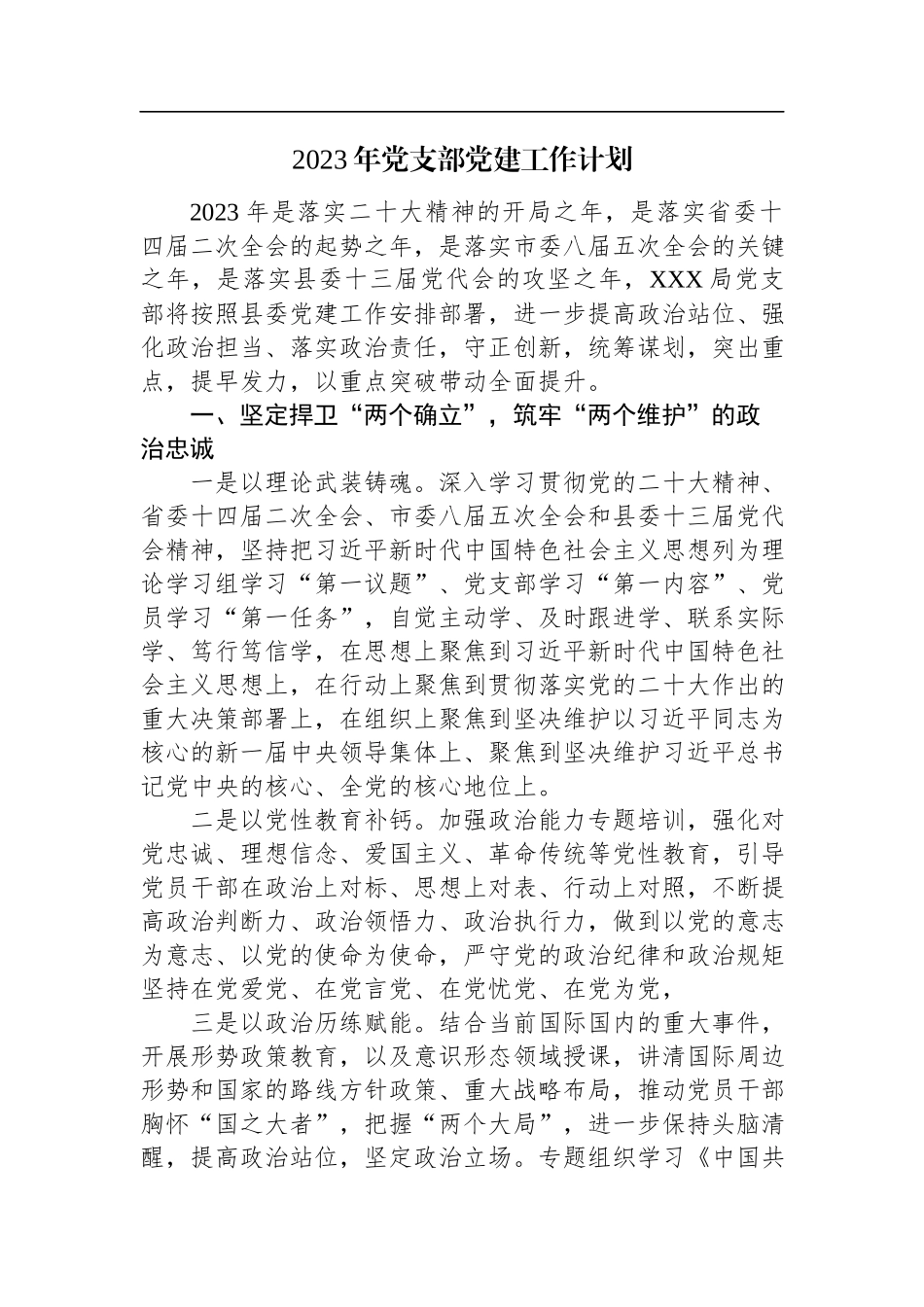 2023年党支部党建工作计划要点2.docx_第1页
