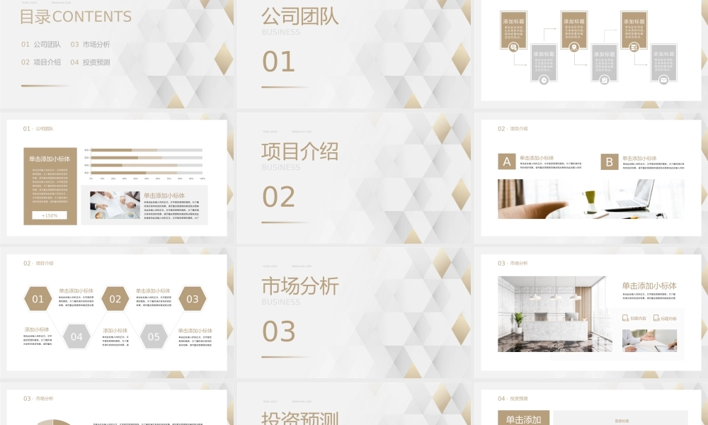 白金色简约风商业计划书PPT模板.pptx