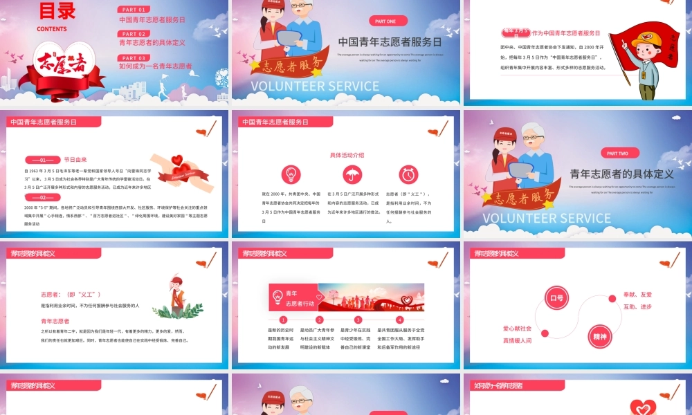 红色简约青年志愿者服务日专题讲座PPT模板.pptx