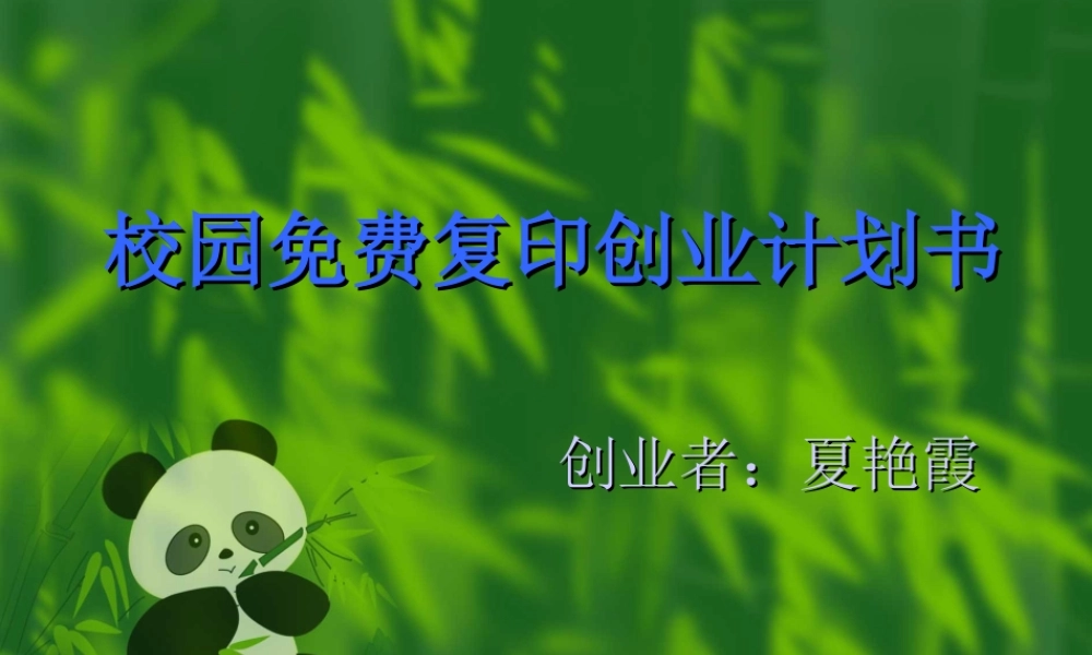 校园免费复印创业计划书.ppt
