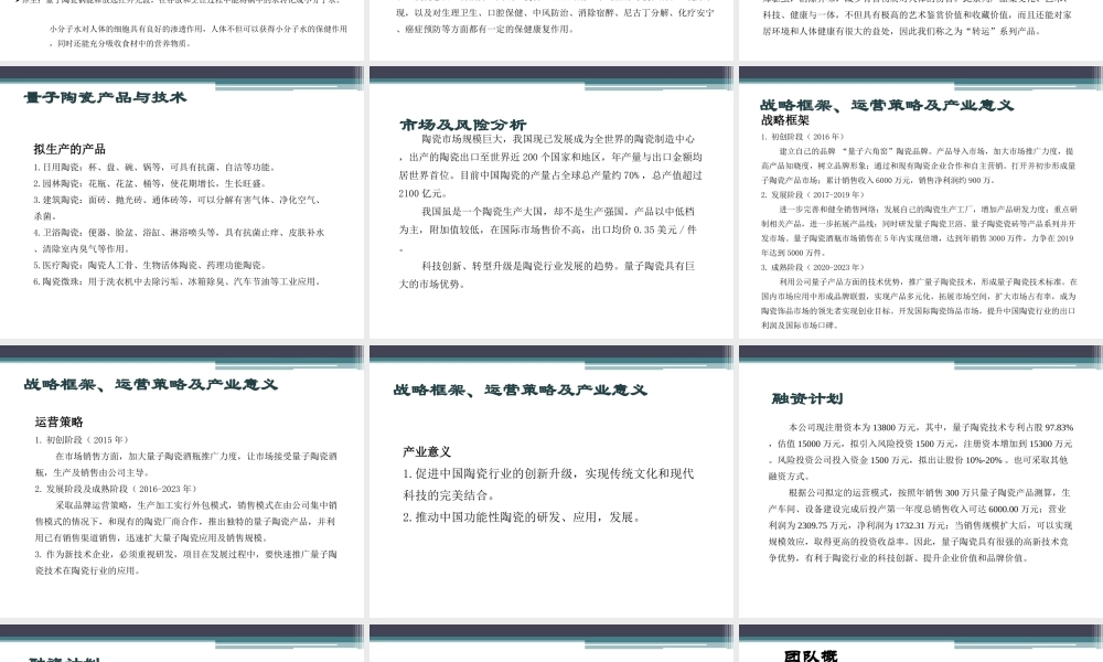 量子陶瓷融资商业计划书.ppt