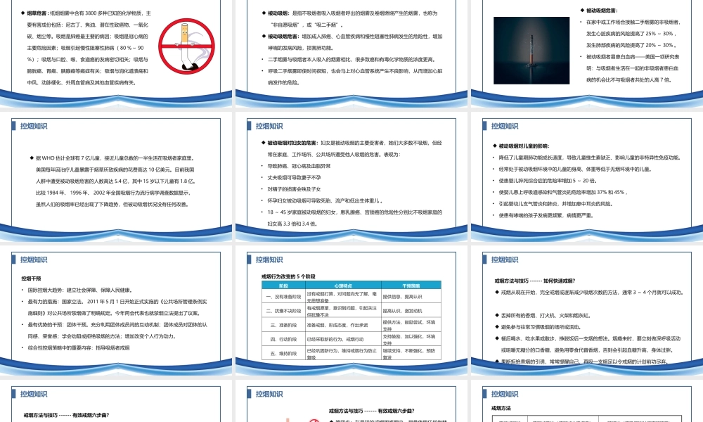 控烟吸烟有害健康主题教育PPT.pptx