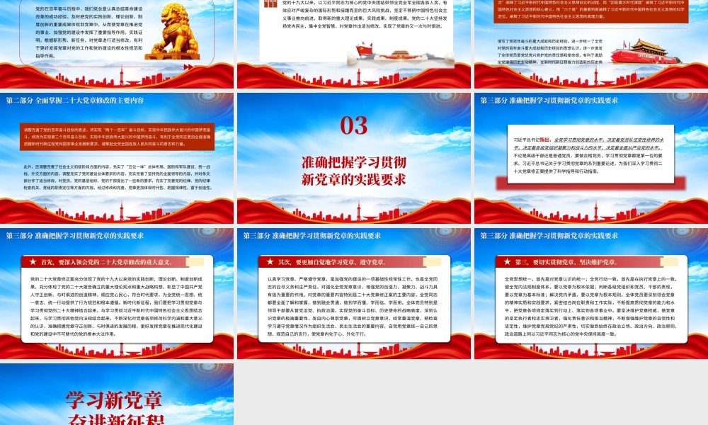 学习新党章奋进新征程PPT准确把握学习贯彻新党章的实践要求PPT课件（带内容）.pptx