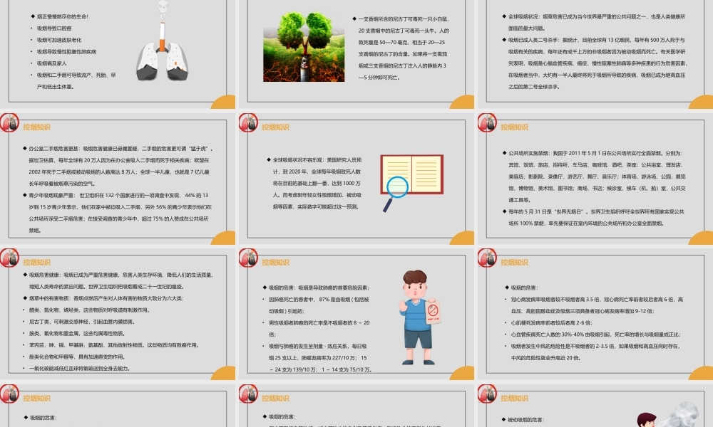 禁烟控烟吸烟有害健康主题教育PPT.pptx