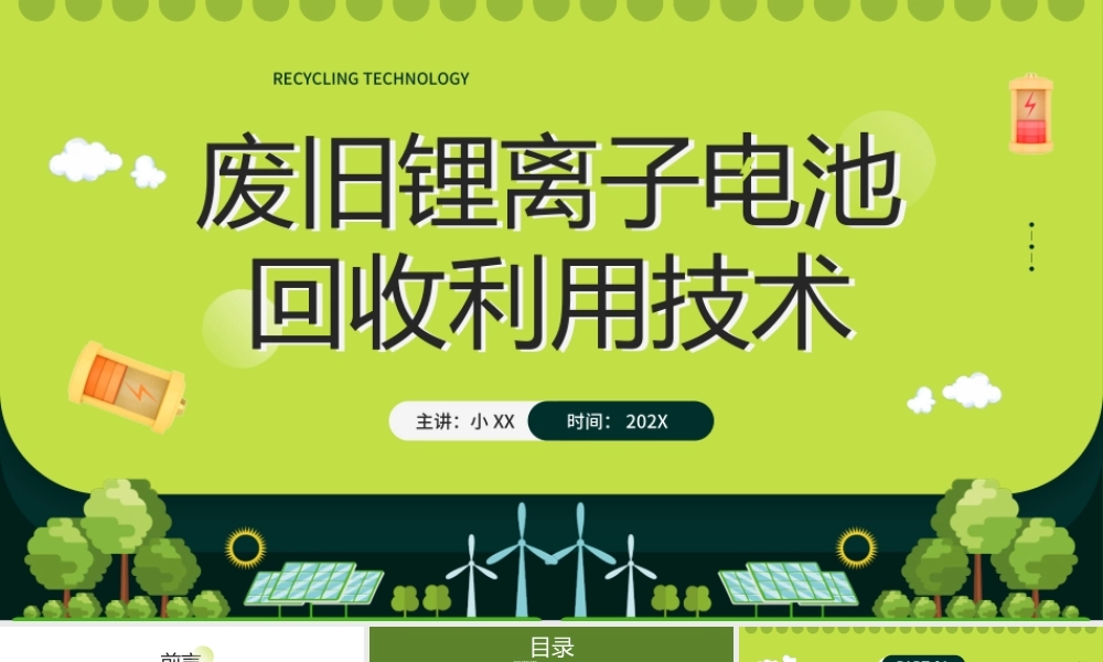 绿色简约风废旧锂离子电池回收利用技术.pptx