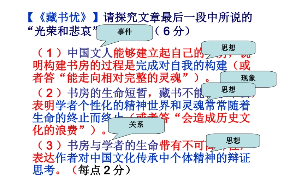 藏书忧》】请探究文章最后一段中所说的“光荣和悲哀”PPT.ppt