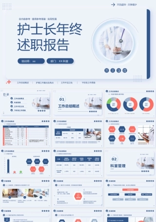 护士长年终总结述职报告PPT模板.pptx
