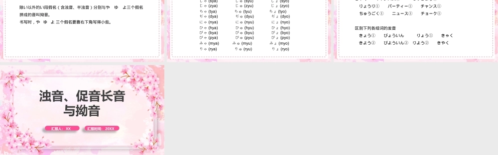 粉色清新日语教学浊音促音长音与拗音.pptx