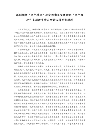 （6篇）2023年深刻领悟“两个确立”决定性意义坚决做到“两个维护”研讨发言材料.docx