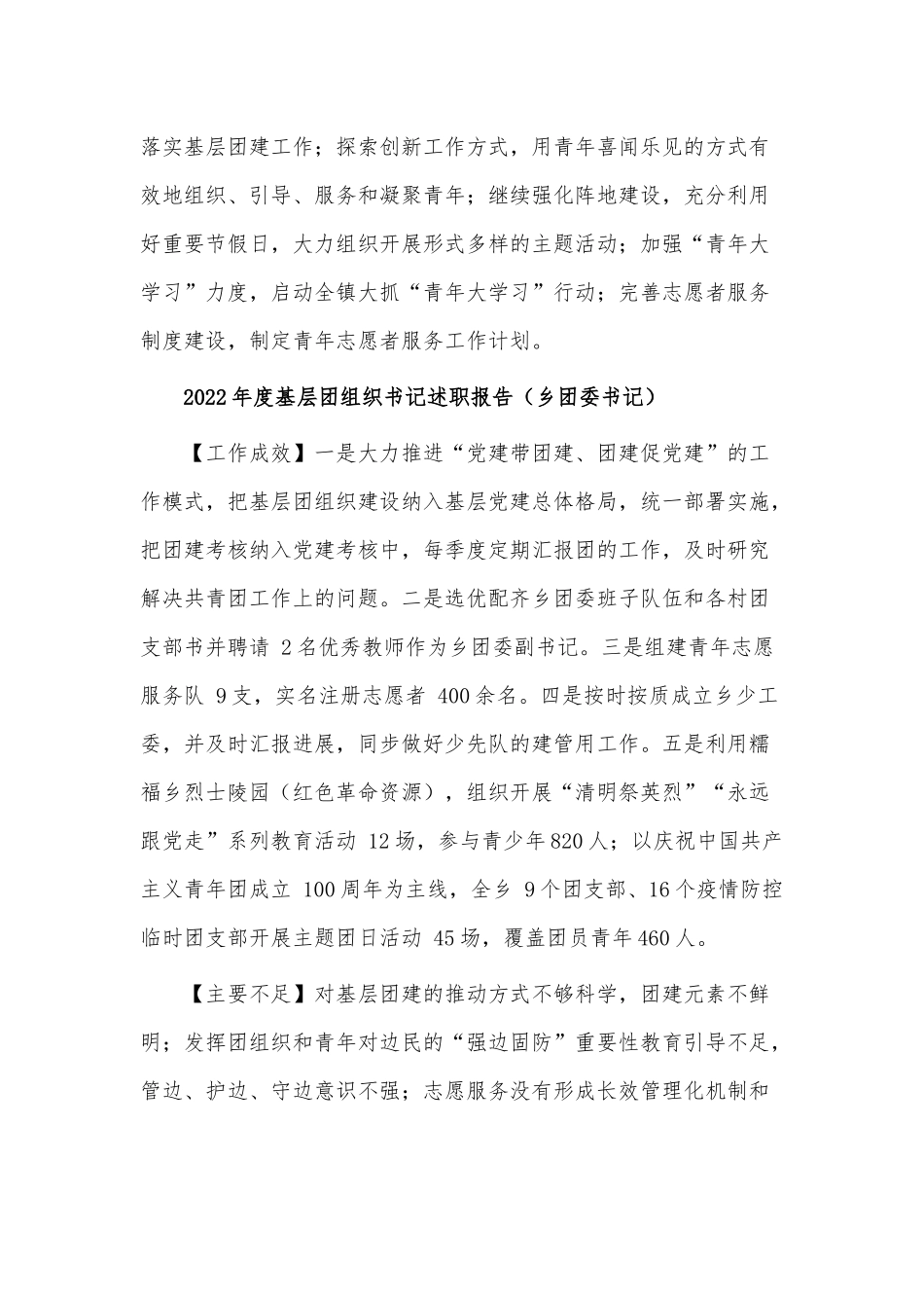 2022年度基层团组织书记述职报告（供乡团委书记借鉴）.docx_第2页