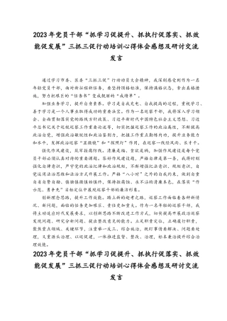 （6篇）2023年开展“三抓三促”行动专题学习研讨心得体会发言材料.docx