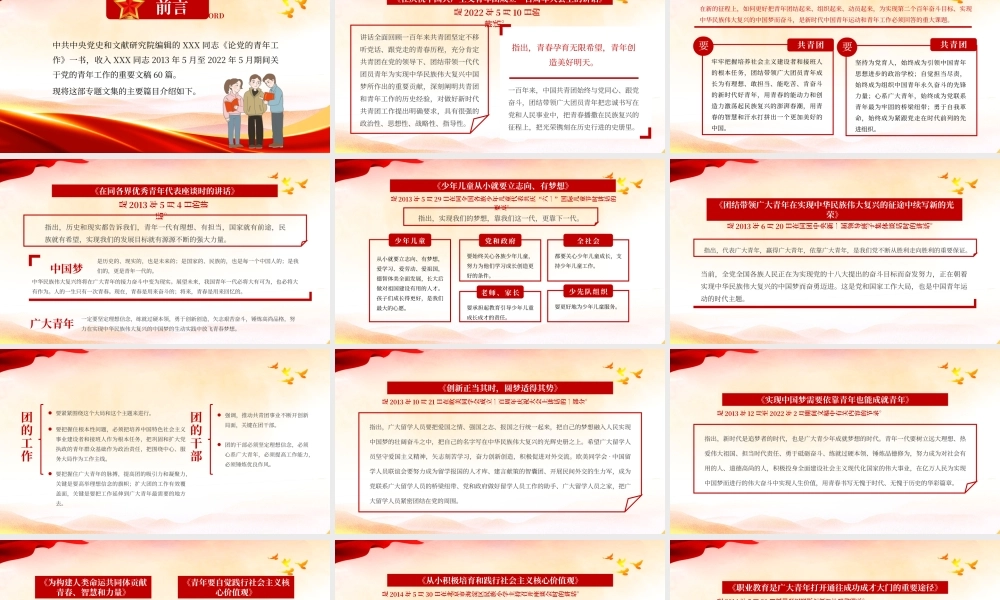 红色党政论党的青年工作PPT模板.pptx
