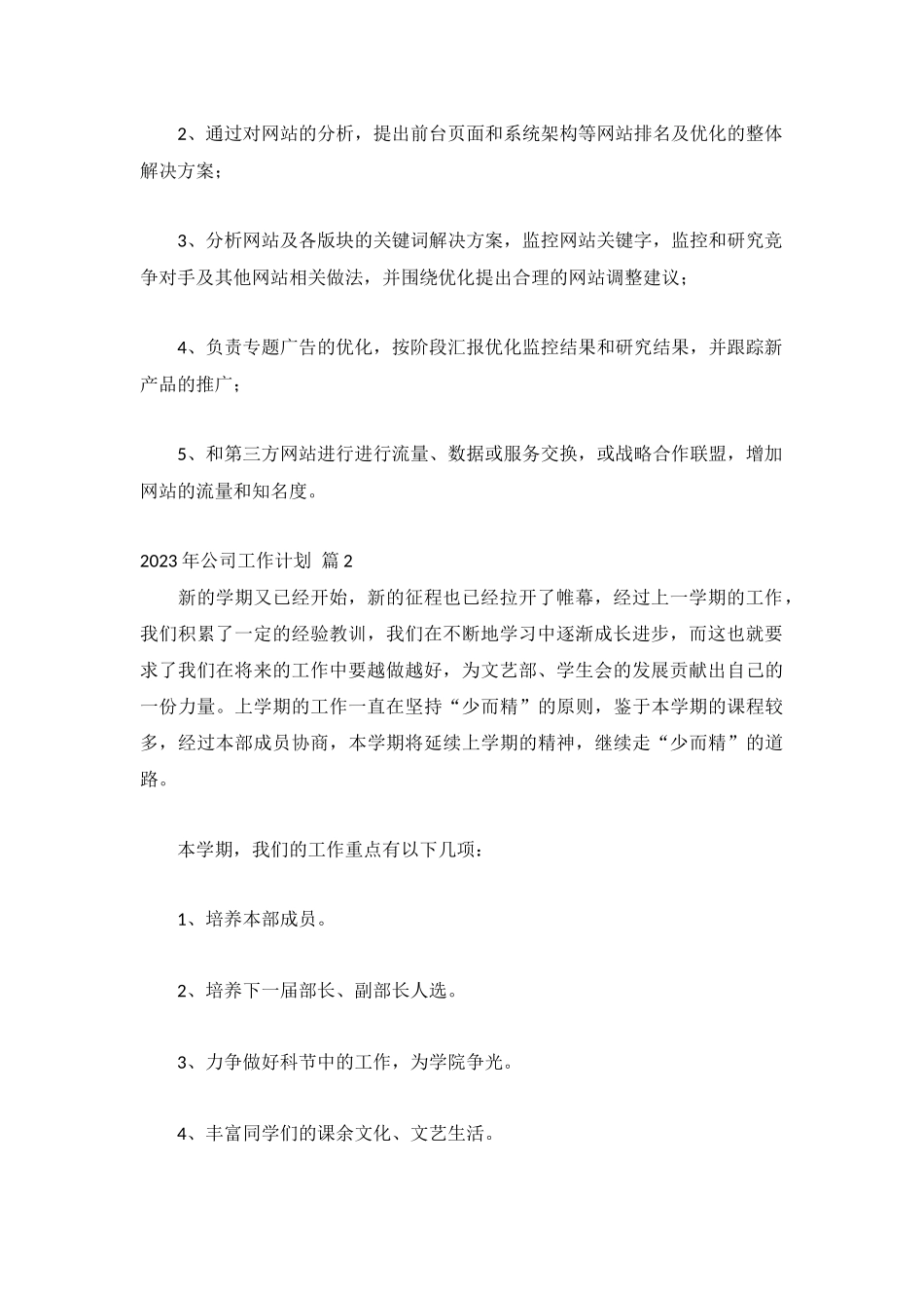 2023年公司工作计划1000字集锦.docx_第2页