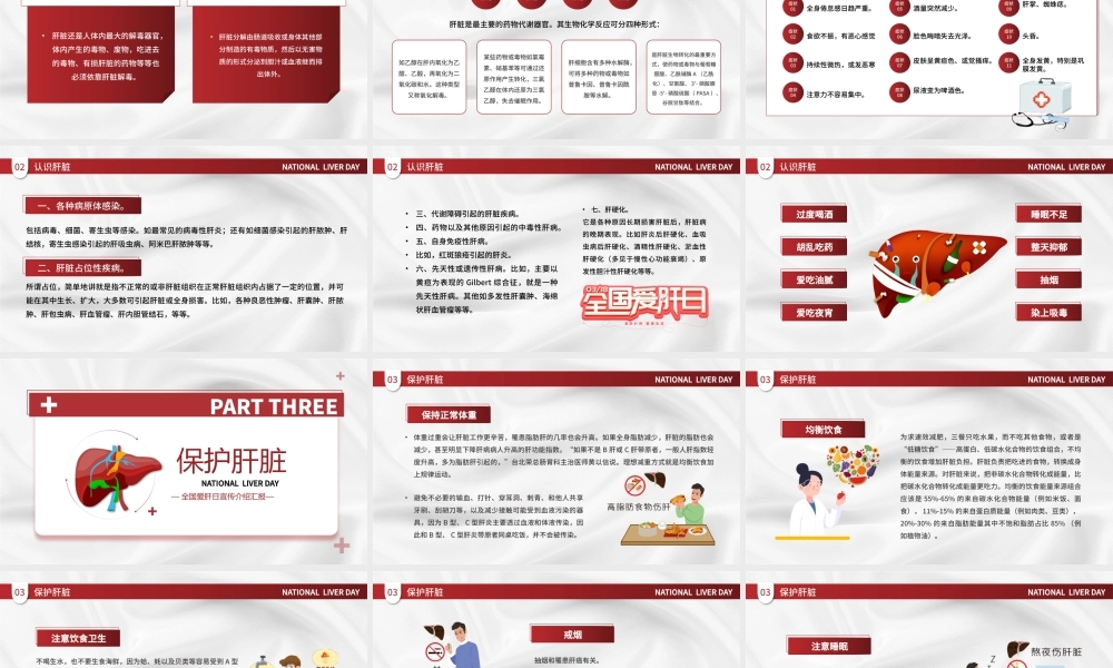 红色卡通风全国爱肝日PPT模板.pptx