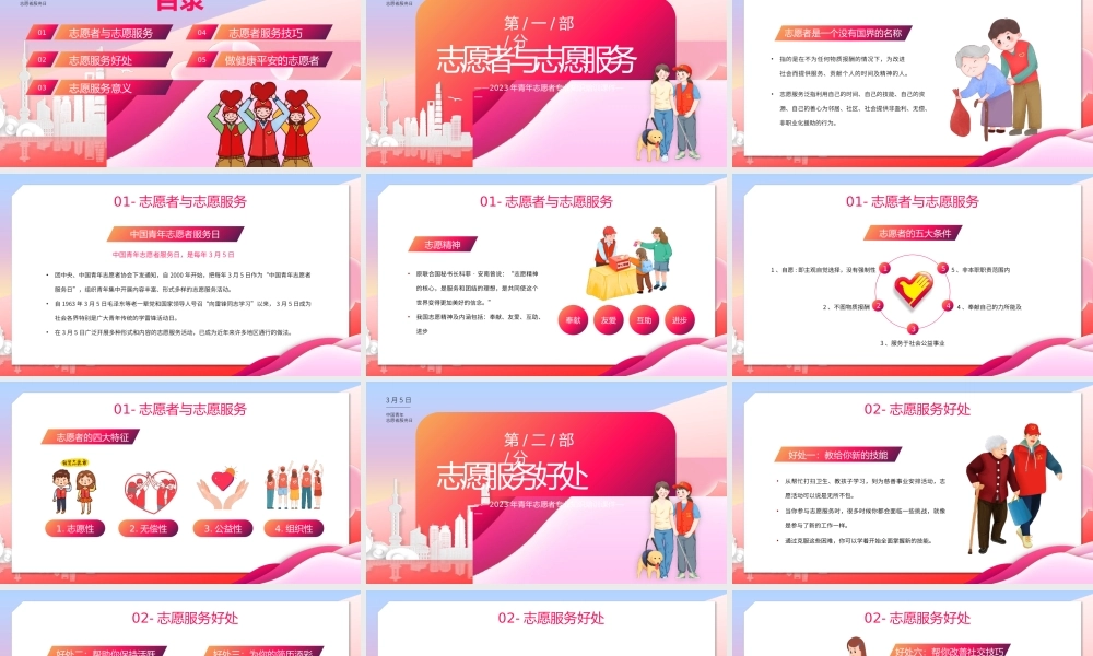 红色卡通风青年志愿者服务日PPT模板.pptx