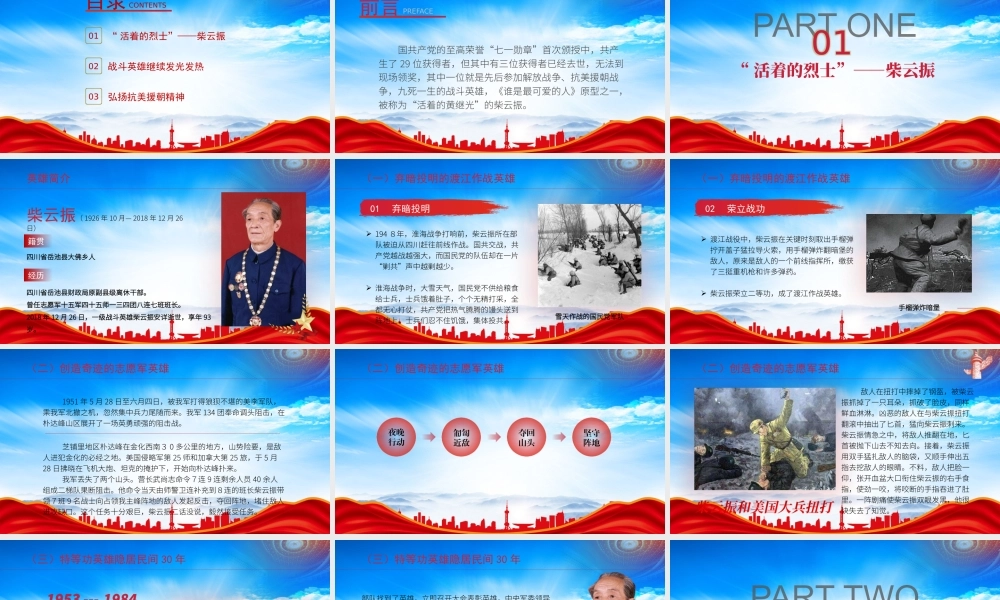 柴云振事迹介绍PPT七一勋章获得者抗美援朝英雄柴云振的故事PPT课件（带内容）.pptx