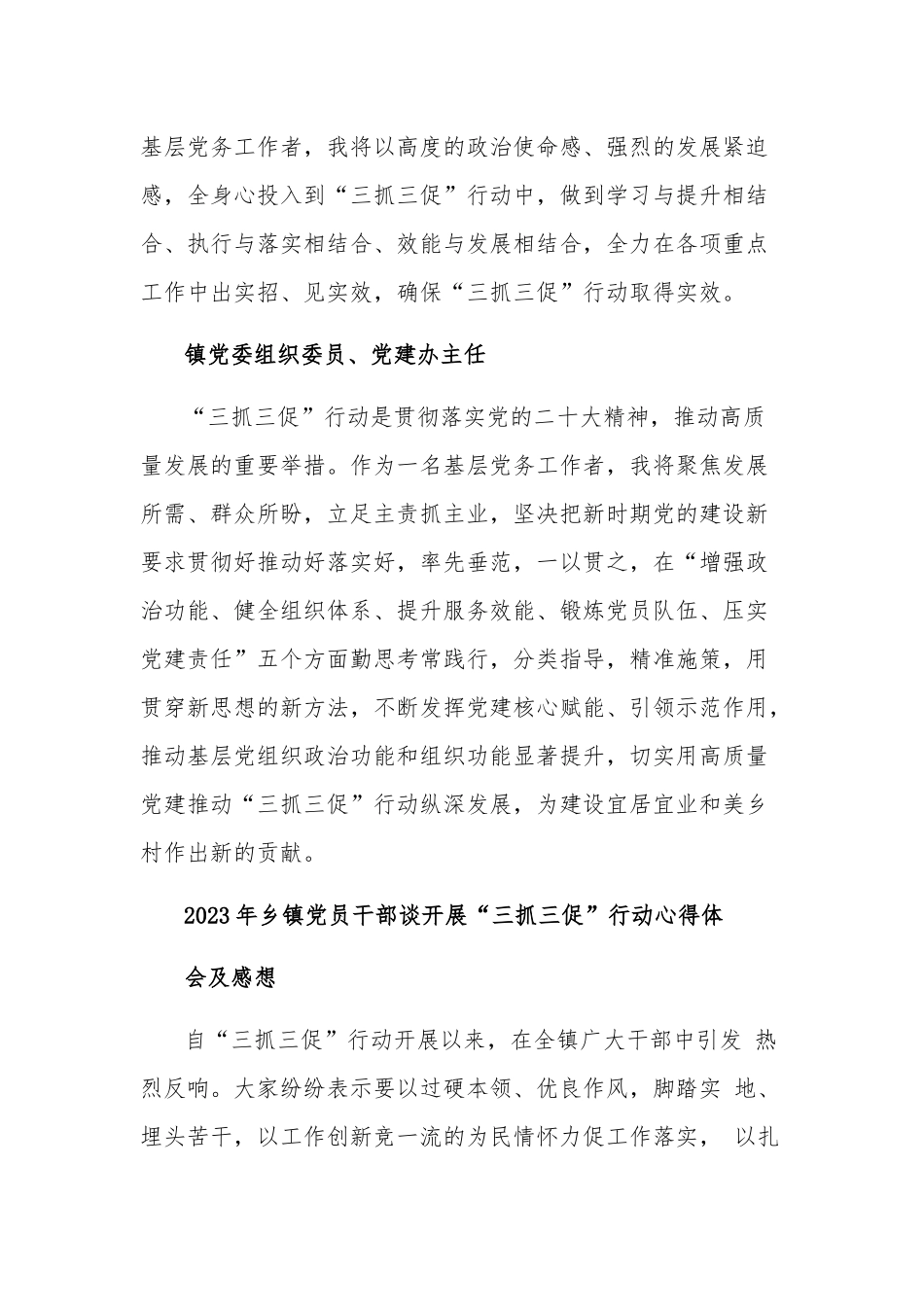 乡镇街道2023年开展“三抓三促”行动心得体会及感想汇编.docx_第3页