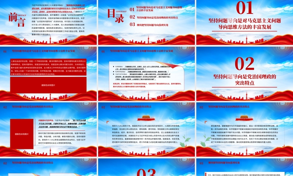 切实把党的创新理论贯彻落实到党和国家工作各方面全过程PPT必须坚持问题导向重要理论PPT课件（带内容）.pptx