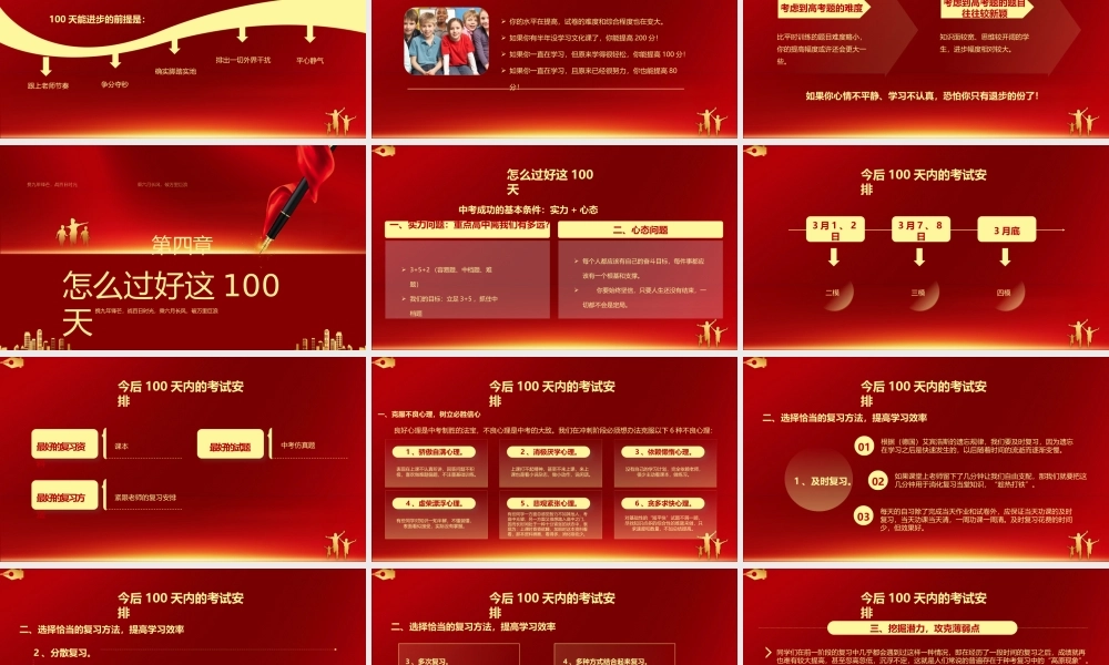 红色简约风中考冲刺一百天主题班会.pptx