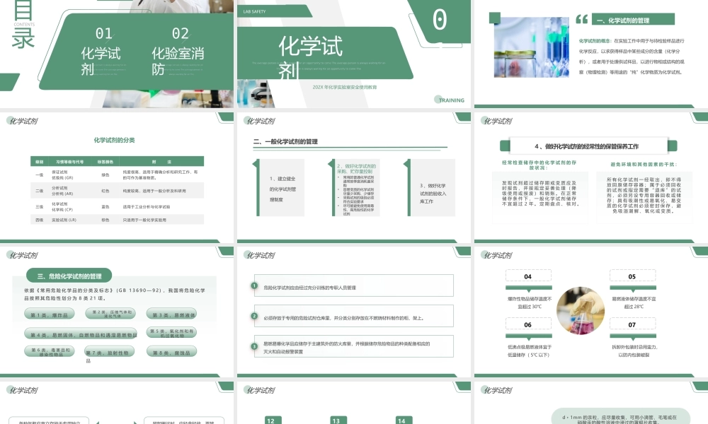 绿色简约医疗化学实验室安全使用教育PPT模板.pptx