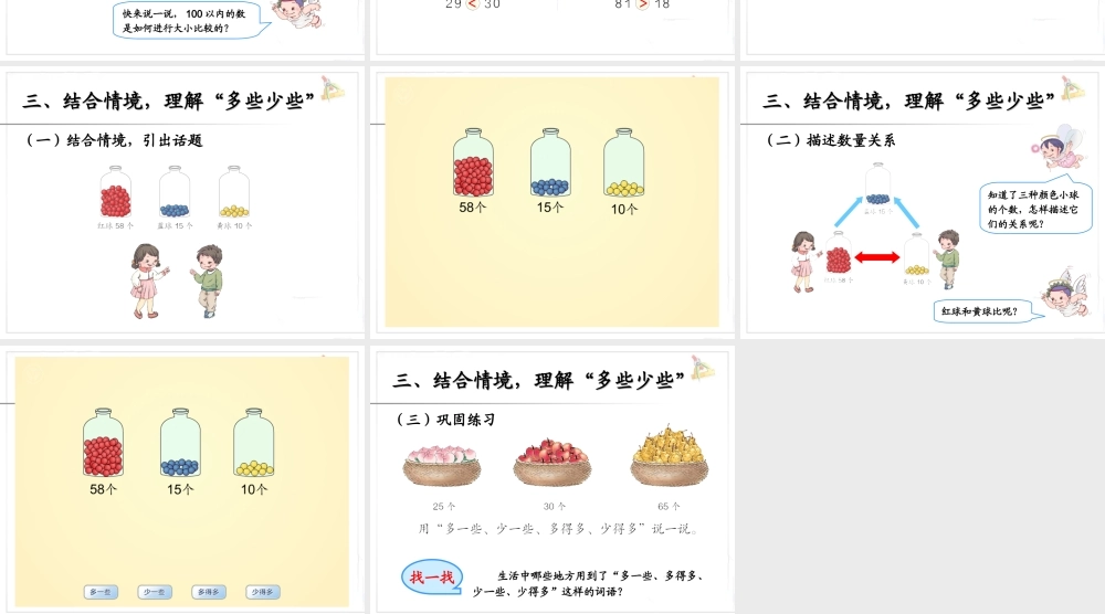 比较大小 100以内数的认识数学教学课件PPT.ppt
