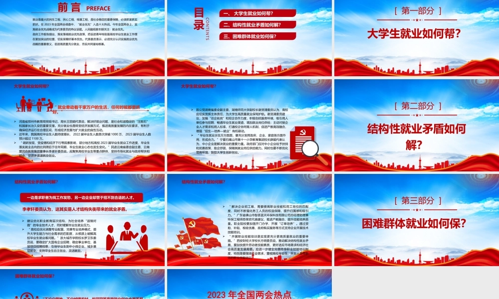 2023两会重要内容学习PPT怎样落实落细就业优先政策PPT课件（带内容）.pptx