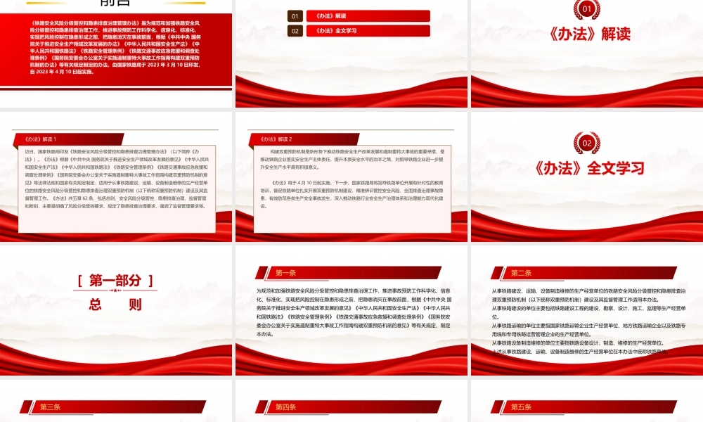 2023《铁路安全风险分级管控和隐患排查治理管理办法》全文学习PPT把风险控制在隐患形成之前把隐患消灭在事故前面PPT课件（带内容）.pptx