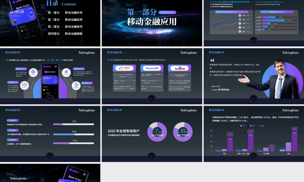 移动金融应用行业数据报告PPT移动金融的应用与发展趋势PPT课件（带内容）.pptx