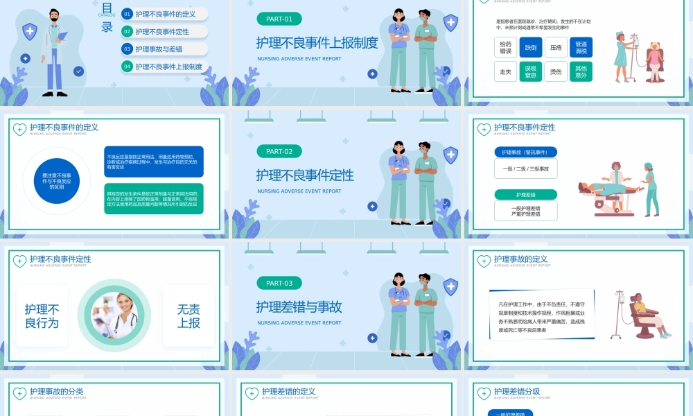蓝绿插画风护理不良事件报告制度教育培训PPT模板.pptx