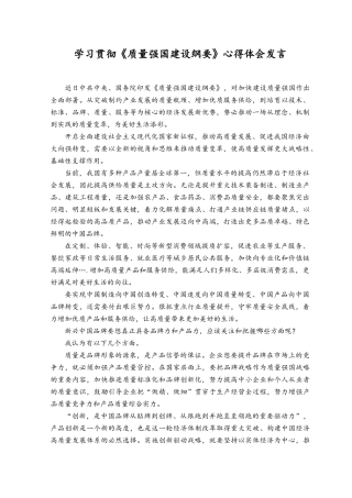（2篇）2023年学习贯彻《质量强国建设纲要》心得体会发言材料.docx