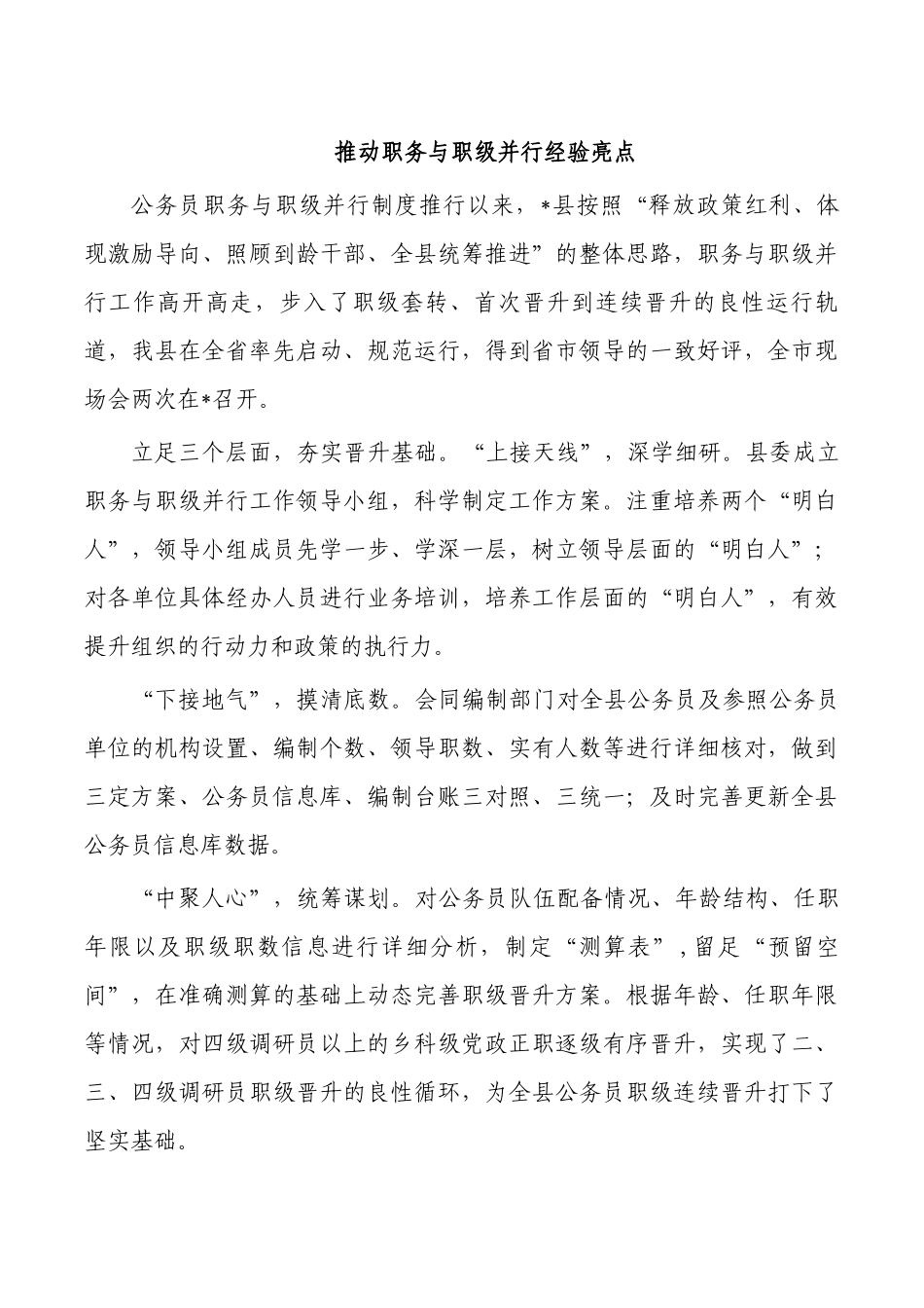 推动职务与职级并行经验亮点.docx_第1页