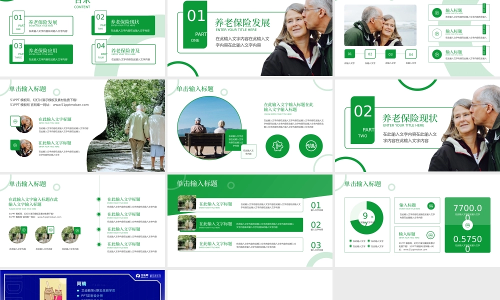 绿色简约养老保险理财报告ppt模板.pptx