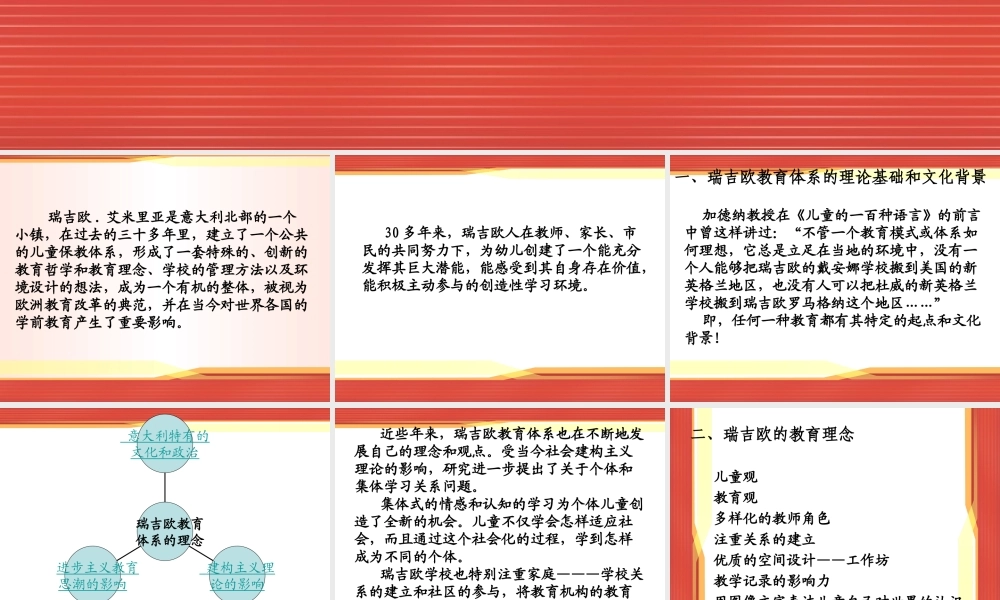 瑞吉欧教育儿童保教体系理念讲座.ppt