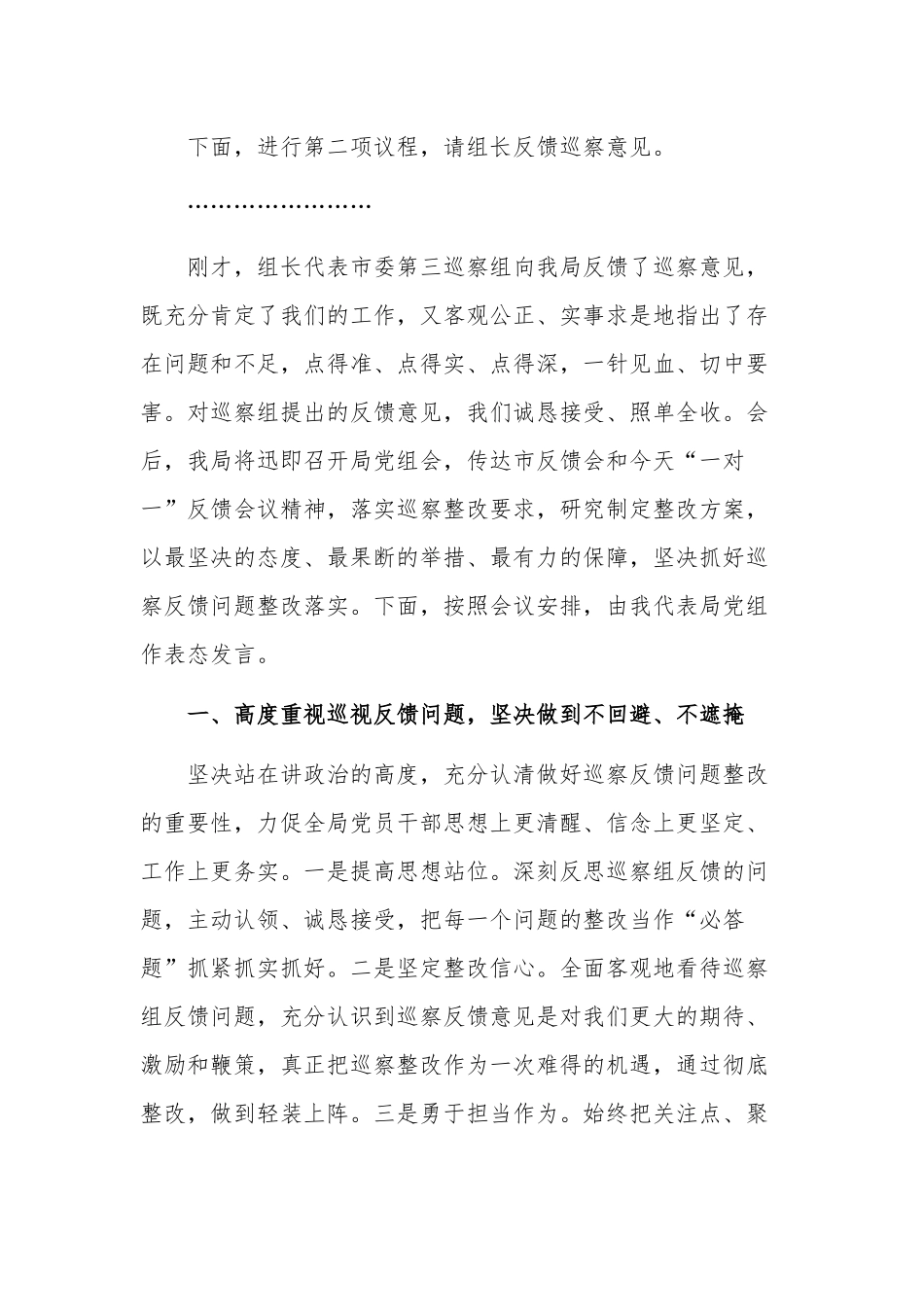 关于在巡察组巡察意见专题反馈会上的表态发言稿范文.docx_第2页