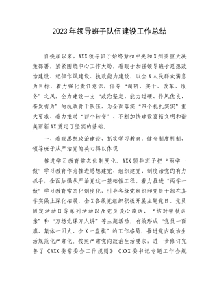 2023年领导班子队伍建设工作报告：领导班子队伍建设工作总结.docx