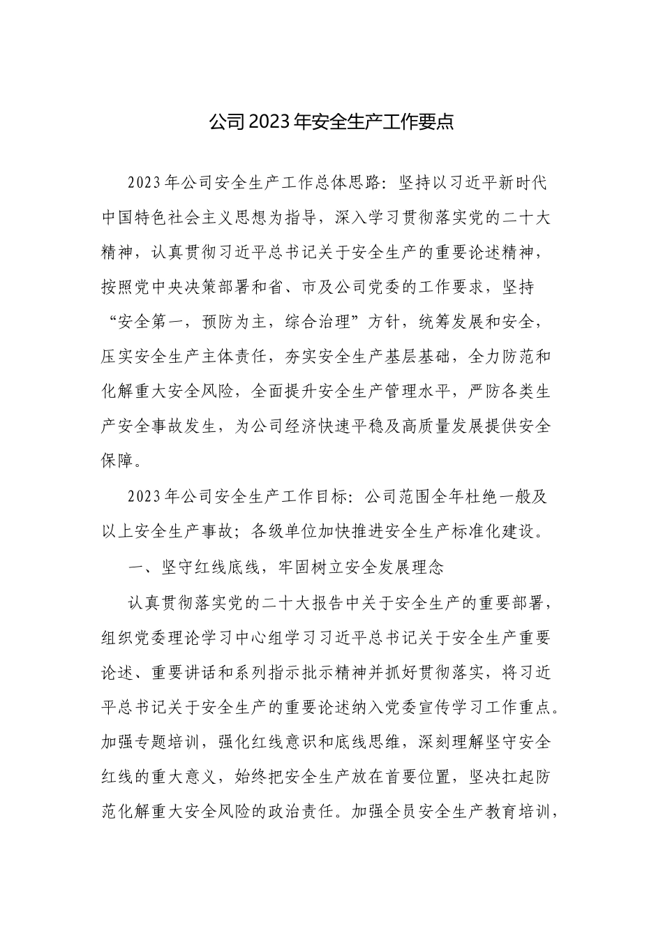 公司企业2023年安全生产工作要点.docx_第1页
