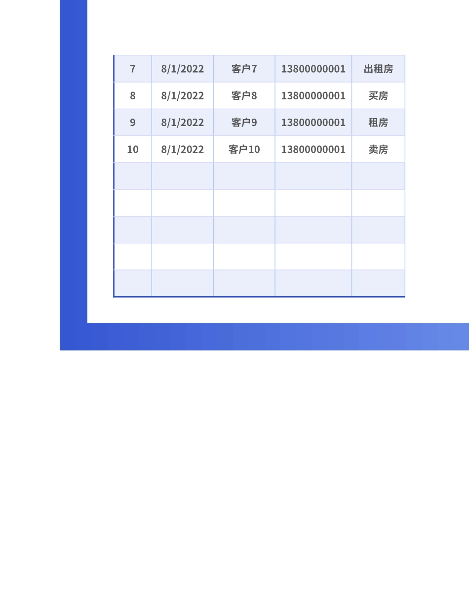 蓝色商务风房地产客户来访登记表.xlsx_第2页
