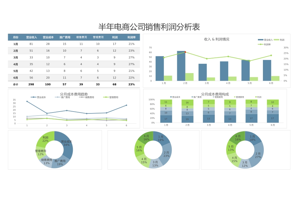 商务色半年电商公司销售利润分析表.xlsx_第1页