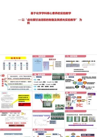 基于化学学科核心素养的实验教学—以“卤化银甘油溶胶的制备及其感光实验教学”为例.pptx