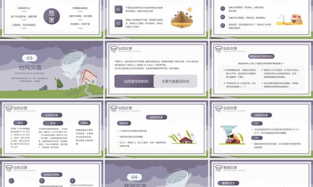 可爱卡通风气象灾害介绍宣传PPT模板.pptx
