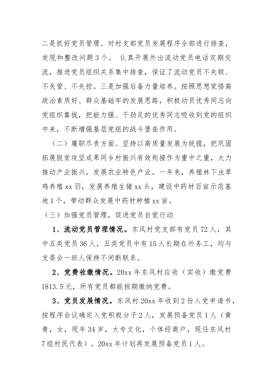 村党支部20xx年度党建工作述职报告.docx_第2页