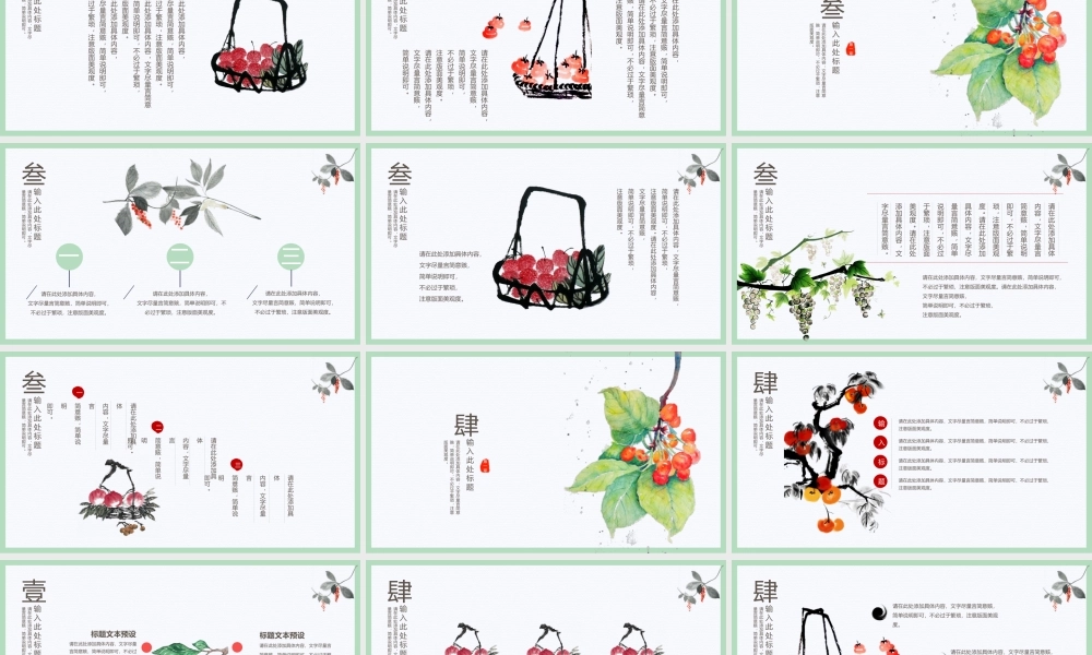 淡雅水墨石榴背景中国风.pptx