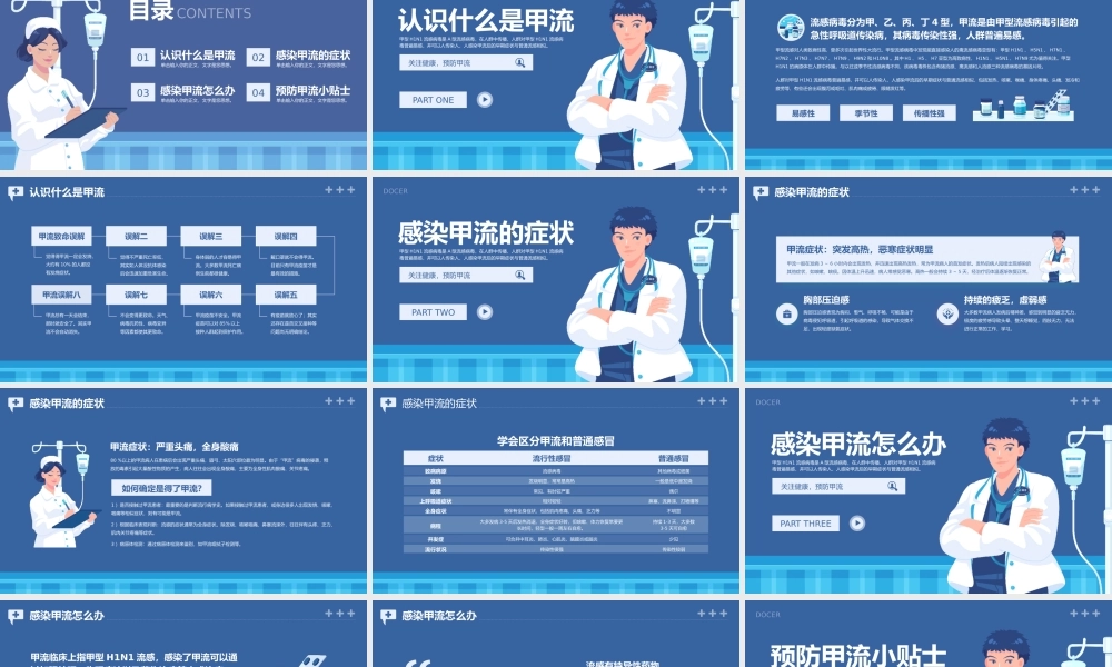 甲型流感的认识与预防科普PPT模板.pptx