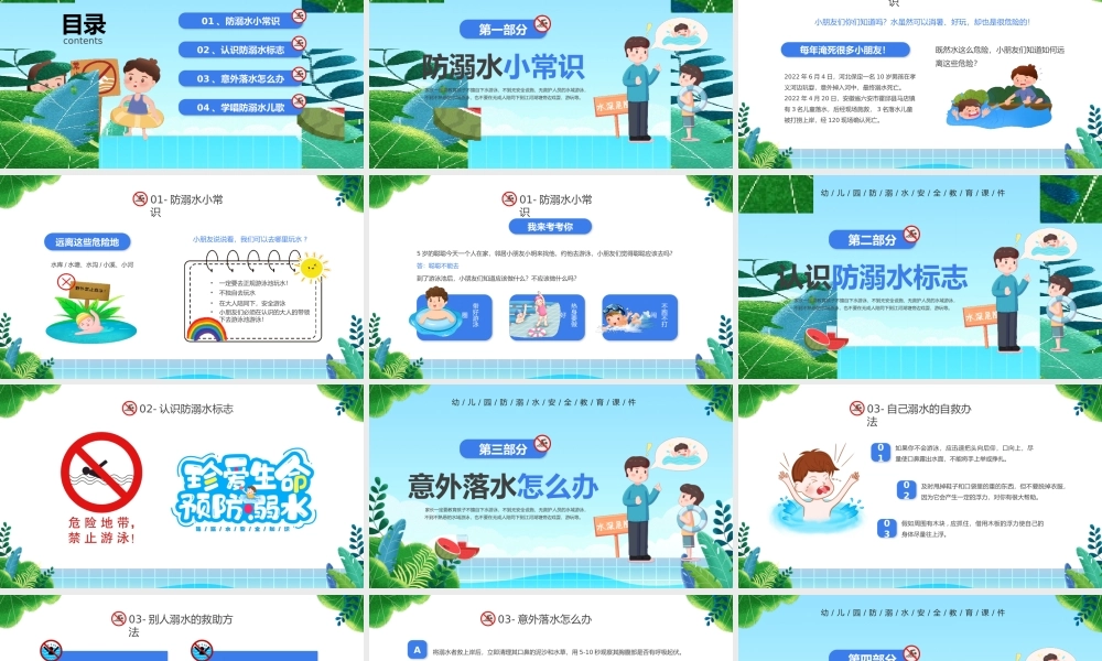 幼儿园防溺水宣传教育课件PPT模板.pptx