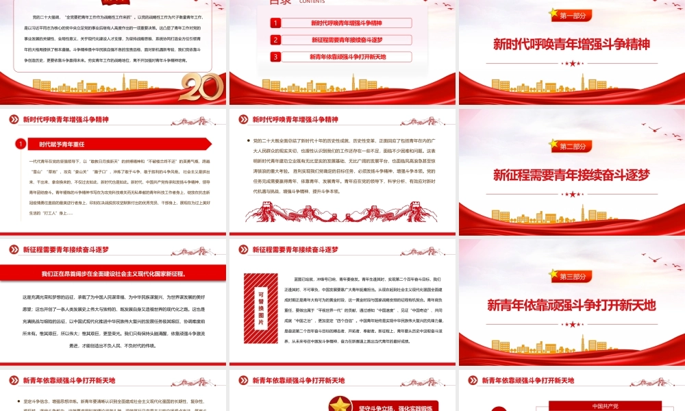 2023加强青年斗争精神培育夯实青年工作战略地位PPT模板.pptx