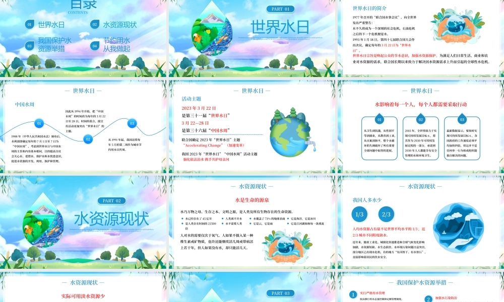 3月22-28日中国水周主题班会PPT世界水日知识宣传PPT课件（带内容）.pptx