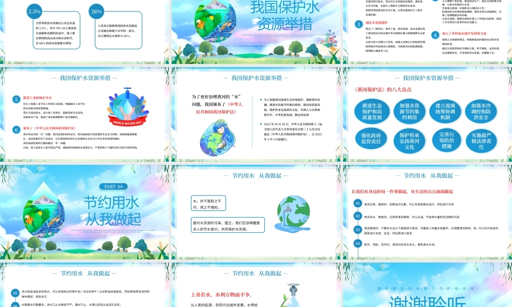 3月22-28日中国水周主题班会PPT世界水日知识宣传PPT课件（带内容）.pptx