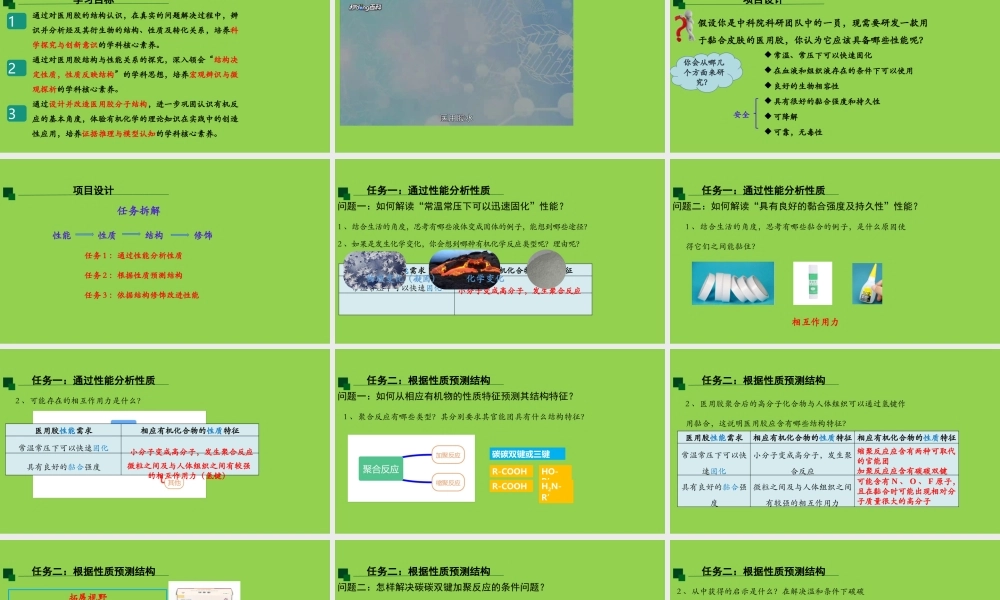 高中化学项目式教学探秘神奇的医用胶.pptx