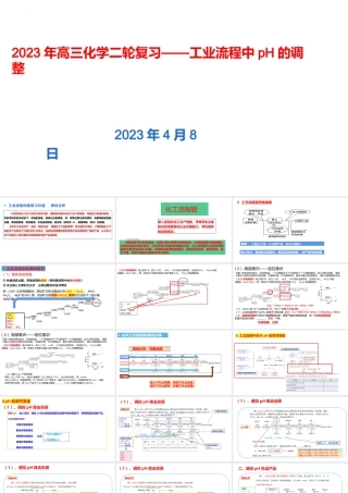 2023年高三化学二轮复习——工业流程中pH的调整.pptx