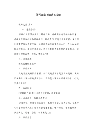 优秀文案（精选13篇）.docx
